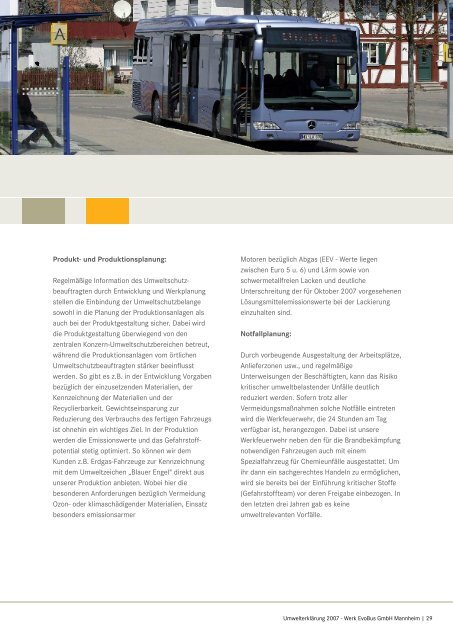 Evobus Gmbh Mannheim - Umwelterklärung 2007 - Daimler