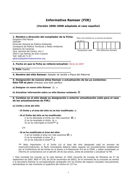 Lista Ramsar - Gobierno de Canarias