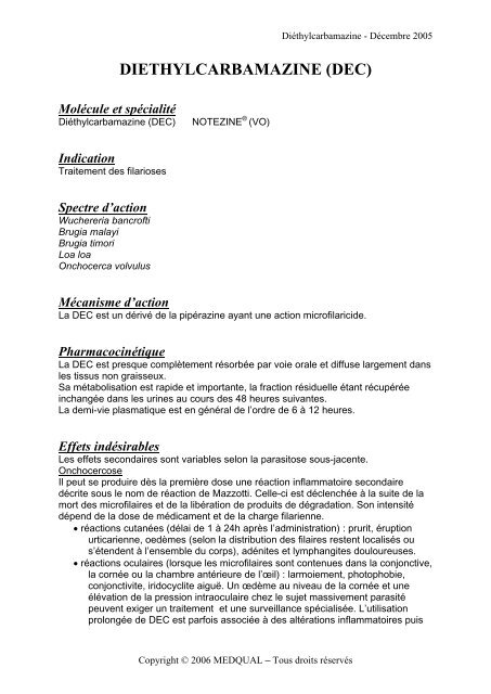 DIETHYLCARBAMAZINE (DEC) - MedQual