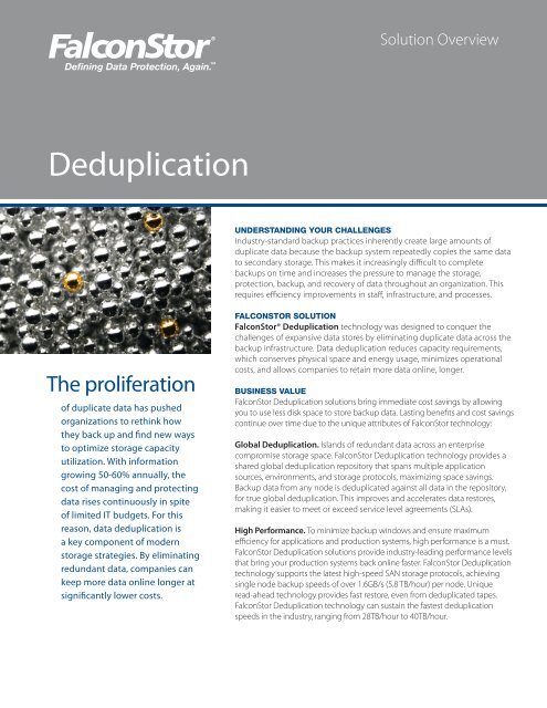 Deduplication Overview - FalconStor