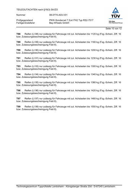 TEILEGUTACHTEN nach Â§19(3) StVZO Nummer 08-0774-A03-V01 ...