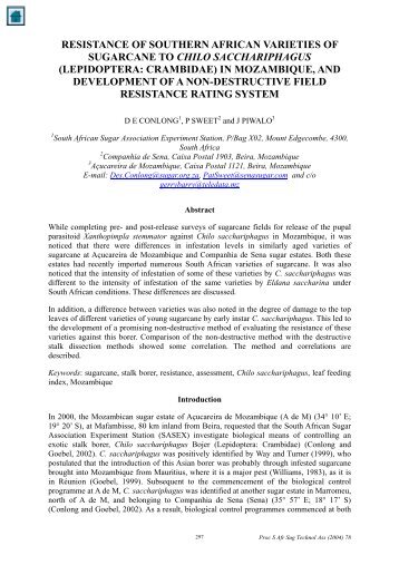 Resistance of Southern African Varieties of Sugarcane to ... - sasta