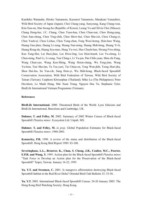The International Black-faced Spoonbill Census: 16-18 January 2004