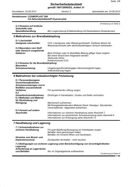 COSMOPLAST 500 CA-Sekundenklebstoff (Cyanacrylat) (PDF, 0.12 ...