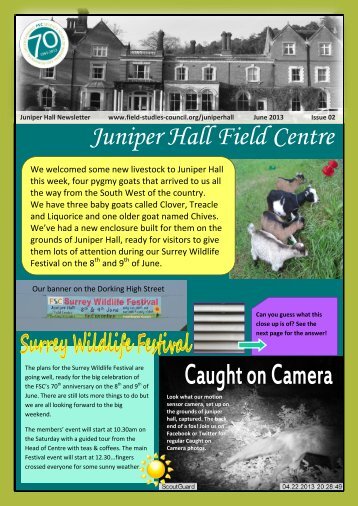 Juniper Hall Newsletter - June - Field Studies Council