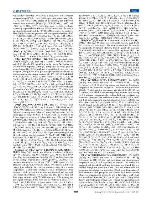 Reactions of Half-Sandwich Ethene Complexes of Rhodium(I ...