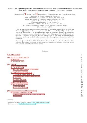 Manual for Hybrid Quantum Mechanical/Molecular Mechanics ... - RSC