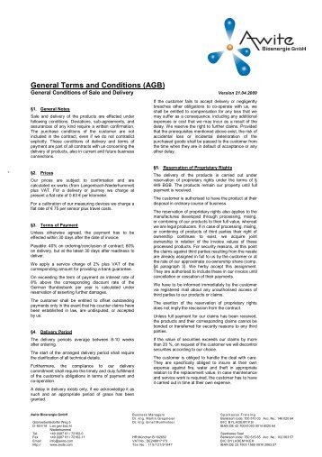 General Terms and Conditions (AGB) - AWITE Bioenergie GmbH