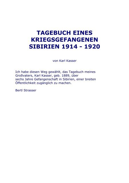 Karl Kasser Tagebuch Eines Kriegsgefangenen Sapientia