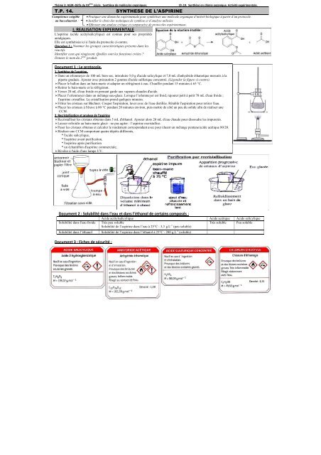 tp14. synthÃ¨se de l'aspirine