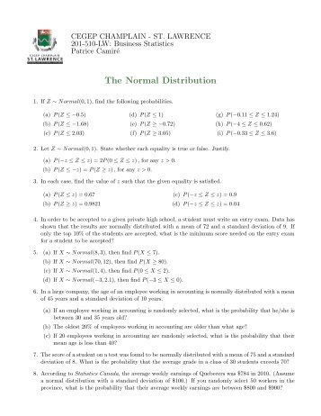 The Normal Distribution - SLC Home Page