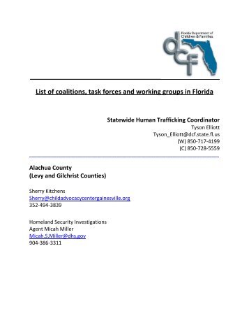 List of coalitions, task forces and working groups in Florida