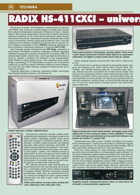 RADIX HS-411CXCI â uniwers - tv sat magazyn