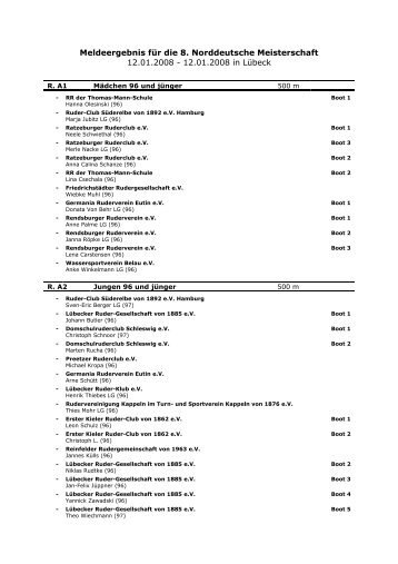 Meldergebnis Ergo LÃ¼beck 2008_Zweite_Version - Rudern.de