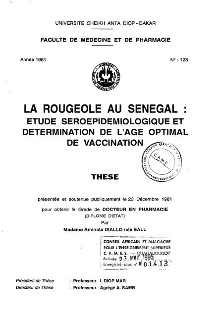 LA ROUGEOLE AU SENEGAL :