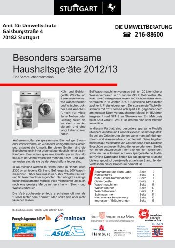 Sparsame Hausgeraete 2012/13 - ÃKO-Energie