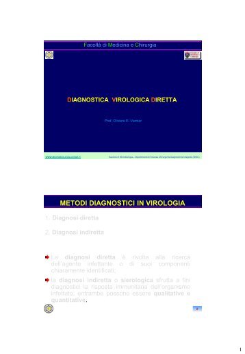 METODI DIAGNOSTICI IN VIROLOGIA - Sezione di Microbiologia