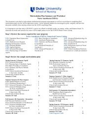 Matriculation Plan Summary and Worksheet Nurse Anesthesia ...