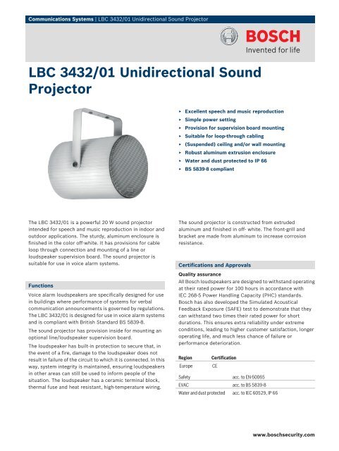 LP1âUC10E Unidirectional Sound Projector