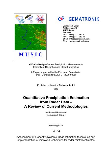 Quantitative Precipitation Estimation from Radar Data â A ... - einfalt.de