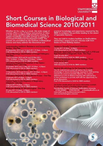 Short Courses and CPD in Biological and Biomedical Science.