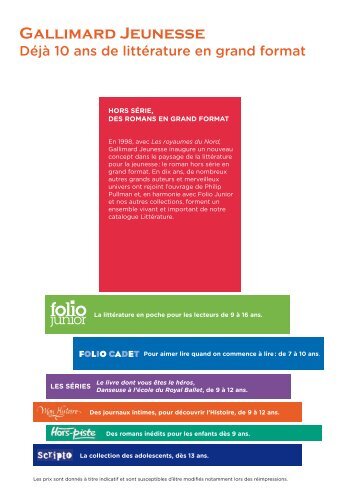 TÃ©lÃ©charger ce catalogue au format PDF - Gallimard Jeunesse