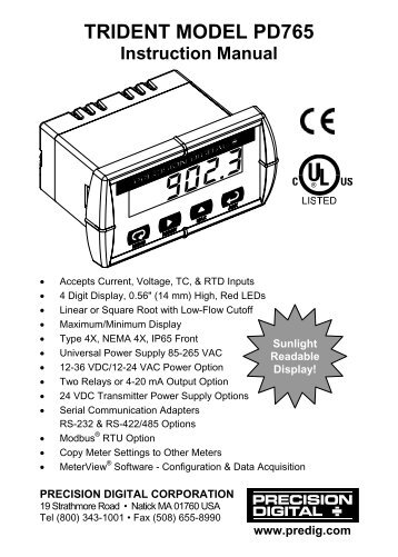 TRIDENT MODEL PD765 Instruction Manual