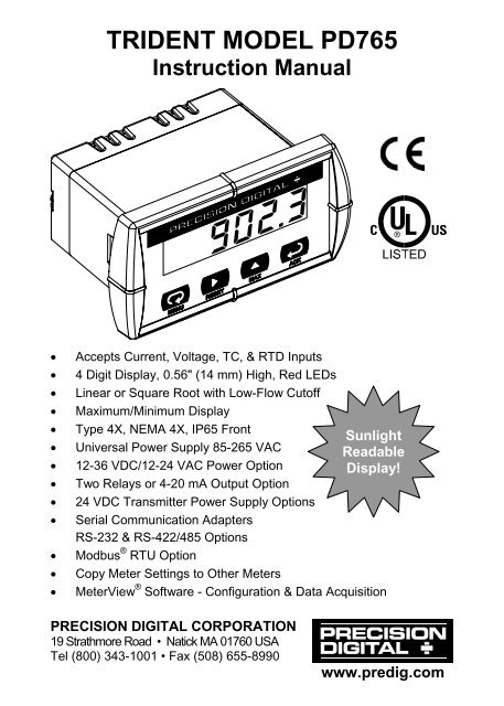 TRIDENT MODEL PD765 Instruction Manual