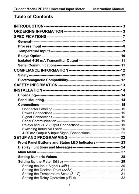 TRIDENT MODEL PD765 Instruction Manual