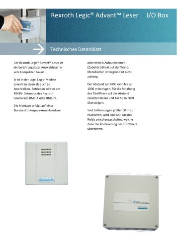 Datenblatt Legic Advant Lesekopf - B. Rexroth the identity company ...