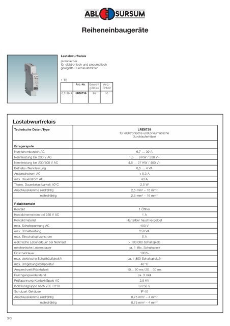 Reiheneinbaugeräte - ABL-Polska