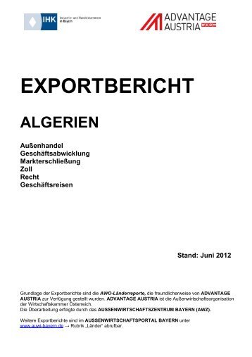 Exportbericht Algerien - Aussenwirtschaftsportal Bayern