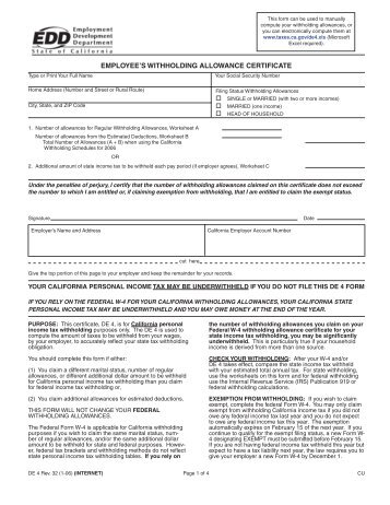 employee's withholding allowance certificate - University of San Diego