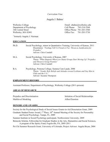 Curriculum Vitae - Wellesley College