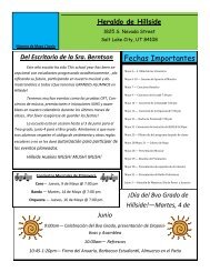 Important Dates Fechas Importantes - Hillside Middle School