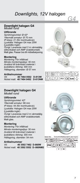 Downlights Halogen och LED 1203 - Gelia