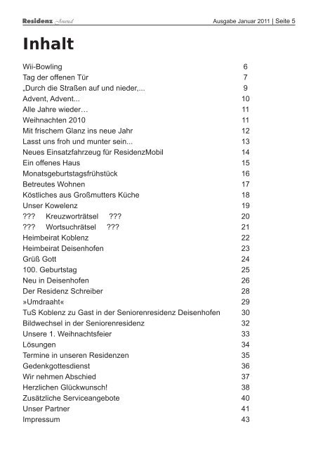 Ausgabe Januar 2011 | Seite 1 - Seniorenresidenz Moseltal