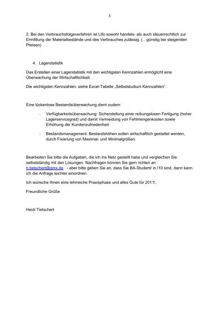 Selbststudium – Lagerverwaltung