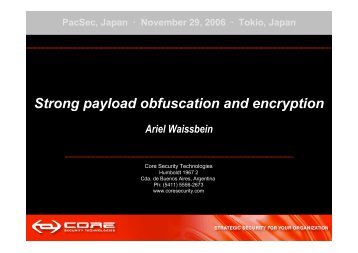 Strong payload obfuscation and encryption - Core Security