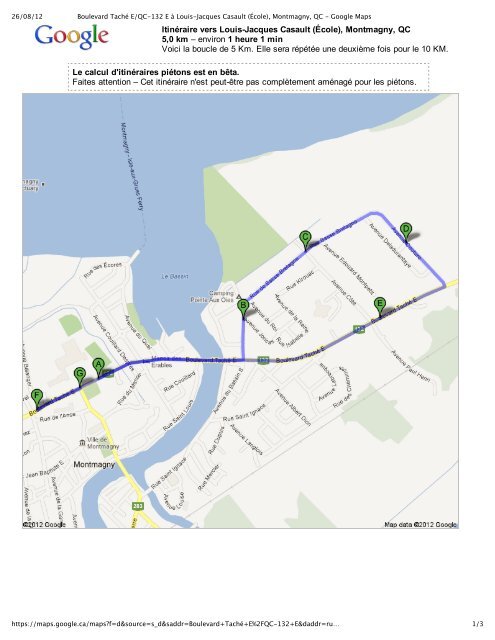 Boucle de 5 KM - GMF de Montmagny-L'Islet