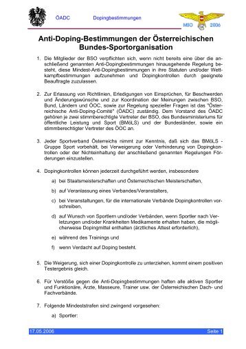 Anti-Doping-Bestimmungen der Ãsterreichischen Bundes ... - lexSOFT