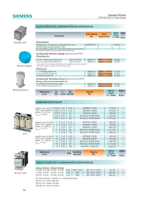Fiyat Listesi - Siemens