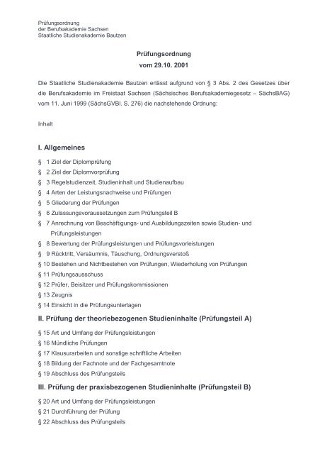 Prüfungsordnung - der Studienakademie Bautzen