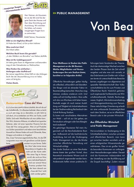 HOCHzwo - Ausgabe 1/2011 - der Studienakademie Bautzen