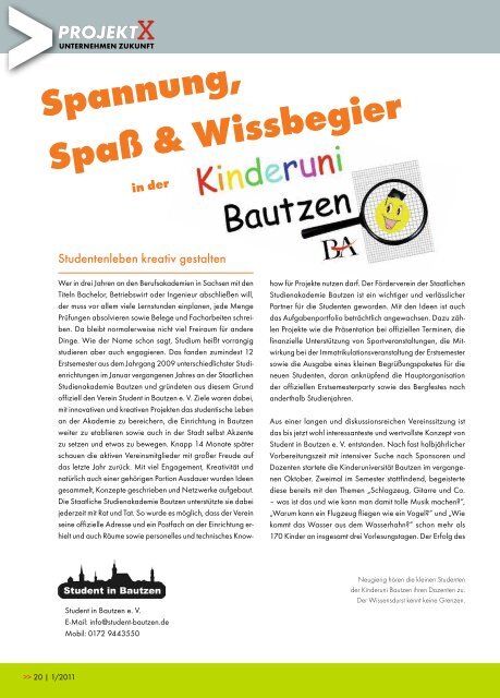 HOCHzwo - Ausgabe 1/2011 - der Studienakademie Bautzen