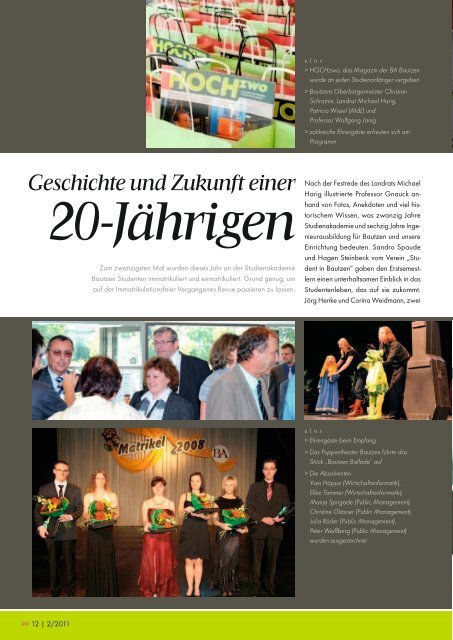 HOCHzwo - Ausgabe 2/2011 - der Studienakademie Bautzen