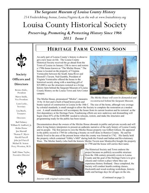 2013 Issue 1.pdf - Louisa County Historical Society