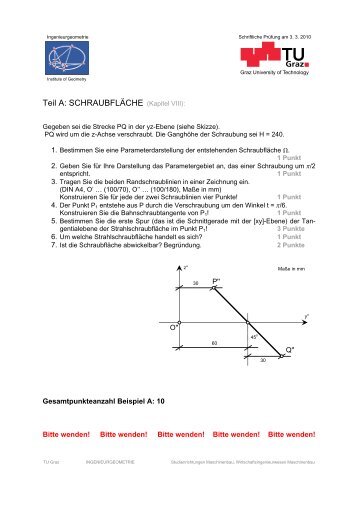Teil A: SCHRAUBFLÃCHE (Kapitel VIII): - Institute of Geometry