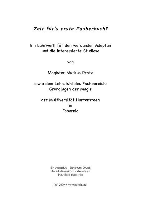 Zeit fÃ¼r's erste Zauberbuch (164kB PDF) - in Esbornia
