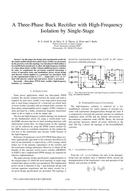 A Three-Phase Buck Rectifier with High-Frequency Isolation - Ivo Barbi